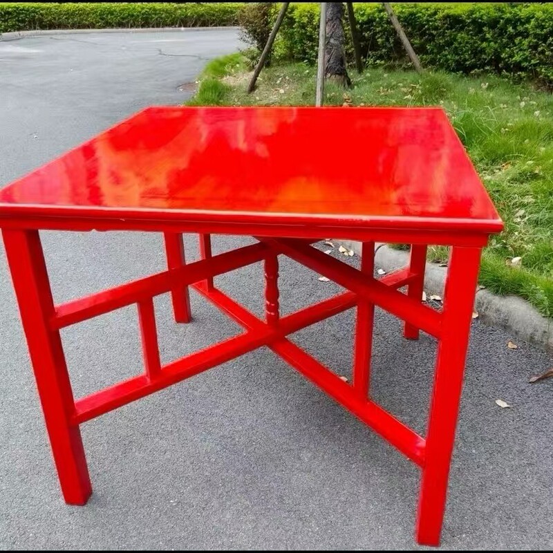 Solid Wood Large Red Eight Immortals Table, Rural Antique-Style Foldable and Detachable Square Chinese-Style Altar Table for Worshiping the Celestial Gods and Burning Incense Solid Wood Large Red Eight Immortals Table, Rural Antique-Style Foldable and Detachable Square Chinese-Style Altar Table for Worshiping the Celestial Gods and Burning Incense