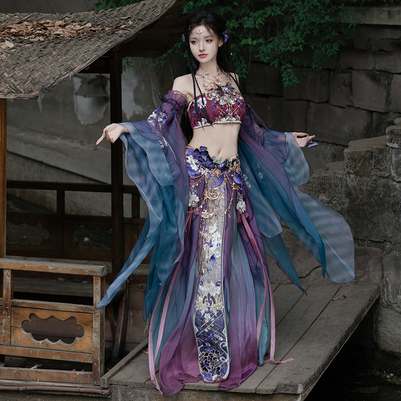 Xianchuji【Glu】Exotic Style Gradient Embroidered Tube Top Original Hanfu Women's Han Element Set Spring and Summer Style Xianchuji【Glu】Exotic Style Gradient Embroidered Tube Top Original Hanfu Women's Han Element Set Spring and Summer Style