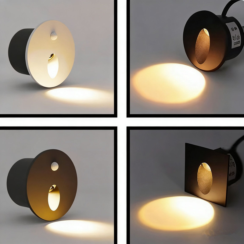 Round Footlight, Smart Sensor Step Light, Diameter 55mm, Small Size, Stair Baseboard, Aisle, Step, Corner Night Light