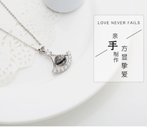 Fetal Hair Pendant Diy Pure Silver Fan Hair Couple Delivery Person Baby Baby Souvenir Tire Hair Necklace Made