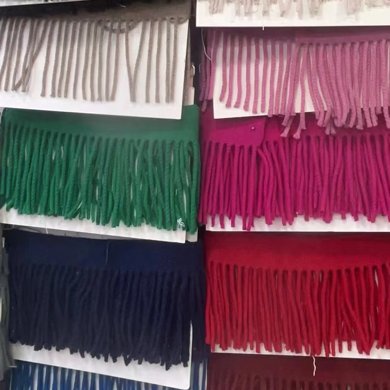 Double-Sided Wool Coat with Tassel Lace Trim, Wool Fringed Twisted Rope Tassels, Clothing Hem and Cuff Decoration DIY Double-Sided Wool Coat with Tassel Lace Trim, Wool Fringed Twisted Rope Tassels, Clothing Hem and Cuff Decoration DIY