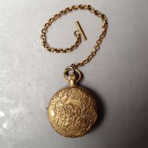 瑞士的安哥拉斯铜怀表 双面开手动老式机械表 日月星辰西洋表