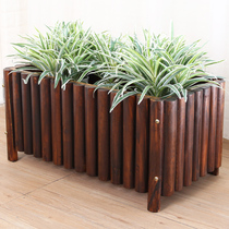 Anti-corrosion wood flower box outdoor planting pot balcony family vegetables outdoor rectangular solid wood flower pot courtyard flower bed