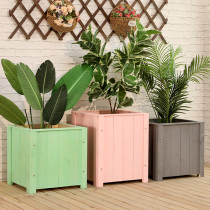 Anti-corrosion wood flower box Solid wood large flower pot Balcony planting box Square garden wooden flower tank Outdoor tree planting box
