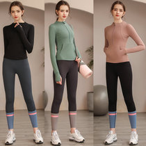 Autumn premium fitness set womens professional plus size yoga suit quick-drying long sleeve new sportswear two-piece set