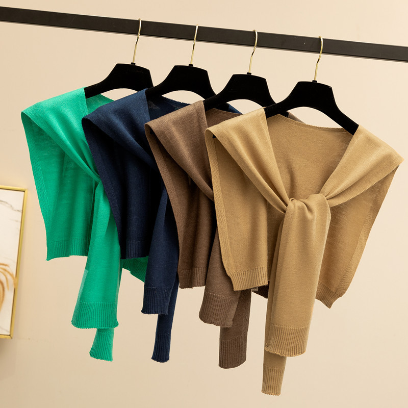 High-End Wool Knitted Shawl for Women, Suitable for Pairing with Dresses in Summer, Spring, and Autumn, Can Be Used as a Fake Collar or Shirt Overlay