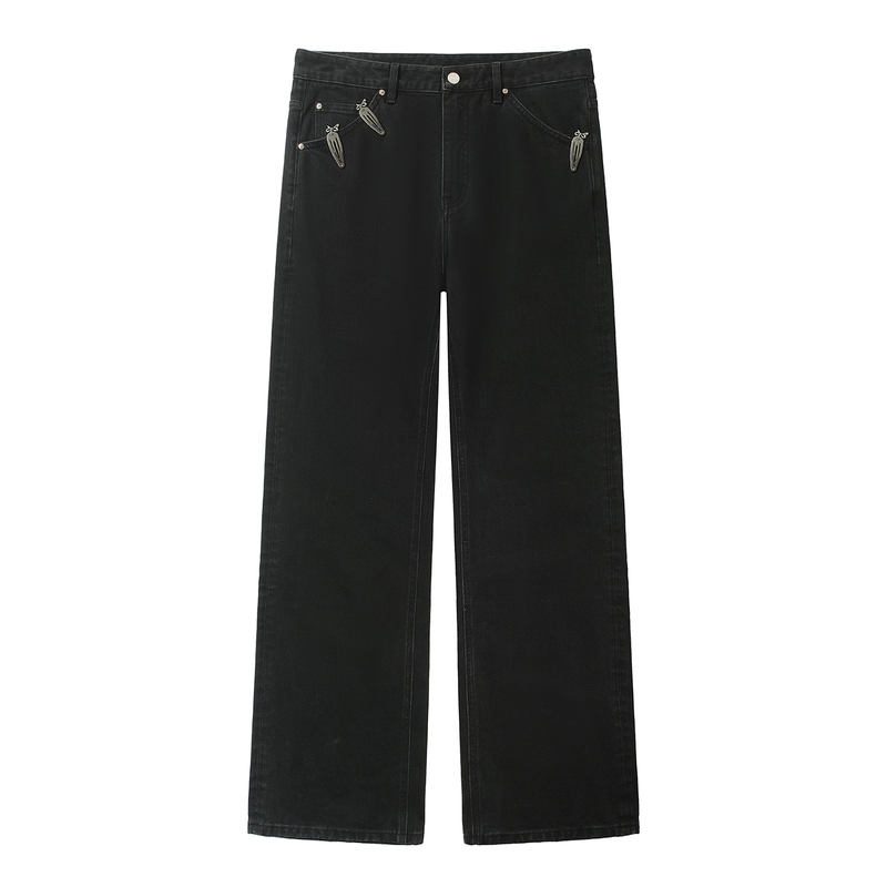 Songaadon 26Fw Metal Hairpin Japanese-Made Black Washed Jeans