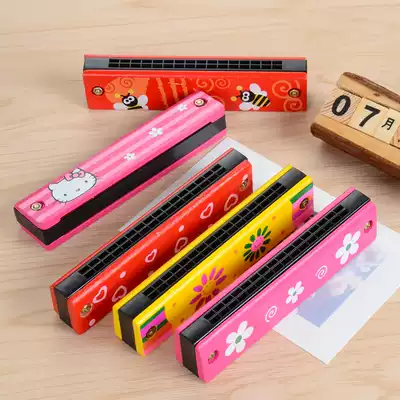 Children's harmonica wooden 16-hole toddler Baby beginner playing musical instrument music toy mini child mouth organ