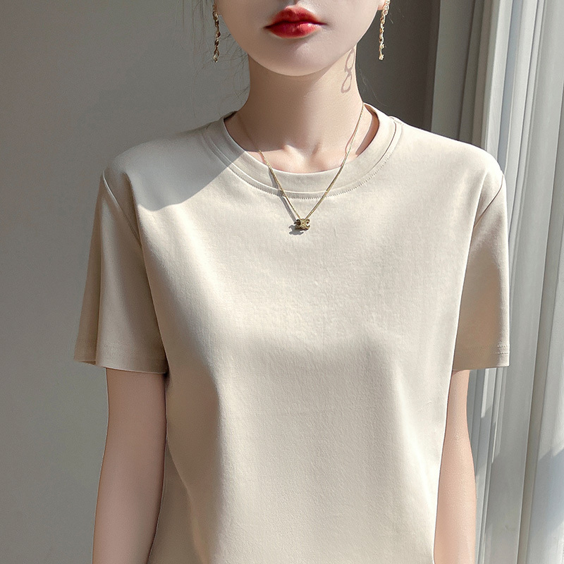 High-End Xinjiang Cotton! Round Neck Short-Sleeve T-Shirt Vest for Women, 100% Pure Cotton, White, Versatile Base Layer, Suitable for Wearing under a Suit High-End Xinjiang Cotton! Round Neck Short-Sleeve T-Shirt Vest for Women, 100% Pure Cotton, White, Versatile Base Layer, Suitable for Wearing under a Suit