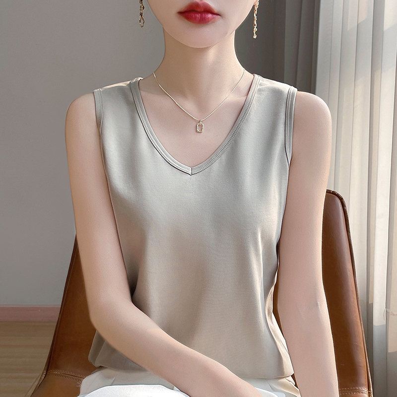 Xinjiang Cotton! 100% Pure Cotton V-Neck Camisole for Women, Wide Shoulder Straps, Base Layer Shirt, All-Cotton Top, Sleeveless T-Shirt