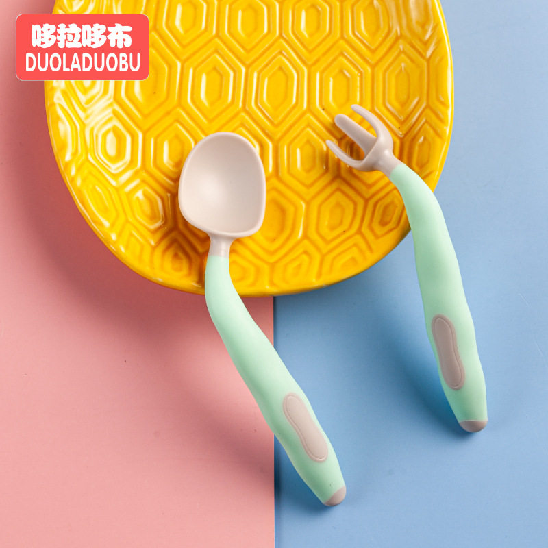Baby baby twist and fork spoon combined bendable deputy food tablespoon fork feeding cutlery children 1-3-6-9-12