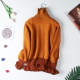 Cao đùi ròng đỏ tai gỗ áo len dày knitsweater mùa thu mới / nữ mùa đông a464 thời trang