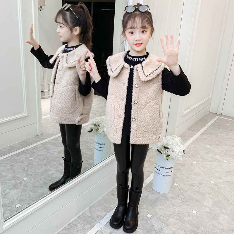 Girl Lamb Fleet Spring and Autumn New Small Fragrance Children's Costume in Autumn and Winter Girls Wear Kamper