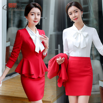 Formal suit women 2018 new fashion long-sleeved shirt professional suit skirt hotel beautician overalls autumn