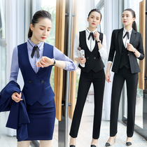 Professional wear vest suit female spring and autumn temperament suit Hotel front desk cashier tooling jewelry beauty salon overalls