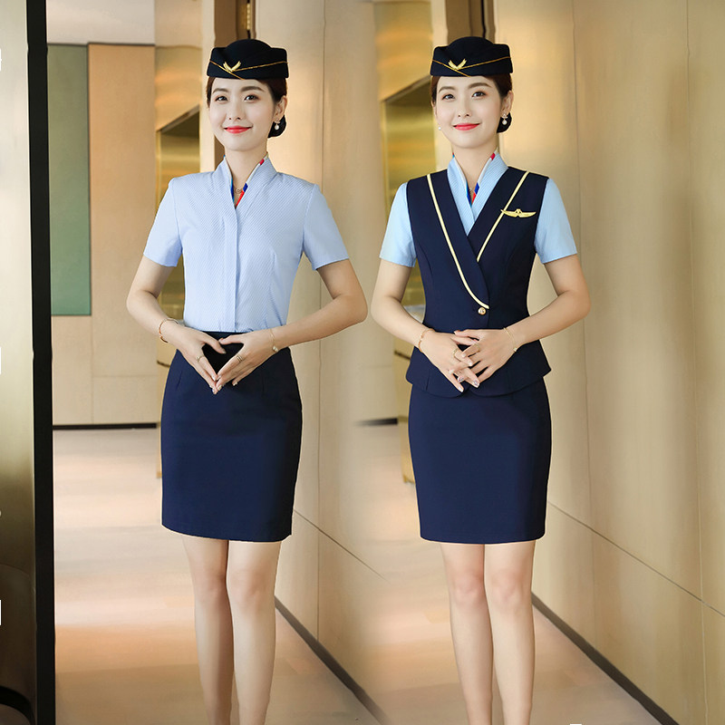 Fashion Temperament Occupational Suit Women's Summer Flight Attendant Uniformed Flight Attendant Tooling Jewelry Store Hotel Front Desk Work Clothes