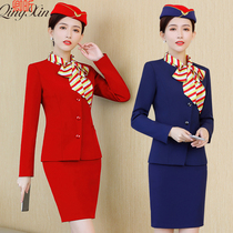 Flight attendant uniform professional set female hotel front desk manager work clothes beauty salon uniform red snare drum team costume