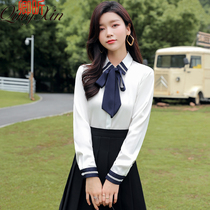 Autumn temperament professional shirt female college style long sleeve bow shirt pleated skirt JK uniform college students dress