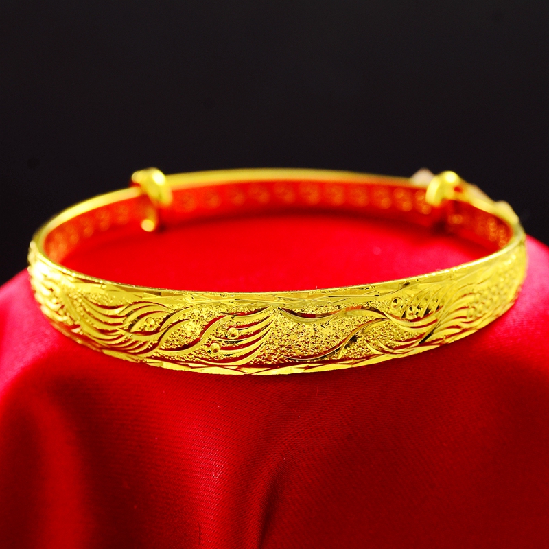Authentic 18K Gold-Colored Bracelet with Dragon and Phoenix Design, Traditional Push-Pull Adjustment, Non-Fading, Women's Heritage, Exclusive Gift Authentic 18K Gold-Colored Bracelet with Dragon and Phoenix Design, Traditional Push-Pull Adjustment, Non-Fading, Women's Heritage, Exclusive Gift