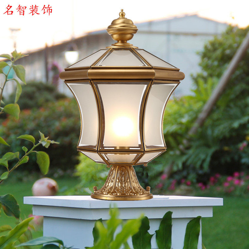All copper stud lamp wall head wall lamp outdoor courtyard doorpost lamp villa led waterproof home door stigma lamp