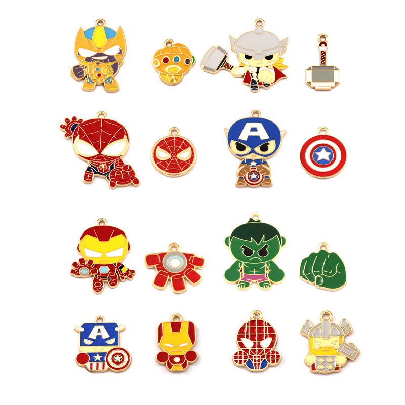 Cartoon Marvel Avengers European and American Alloy Oil-Drip DIY Jewelry Accessories Keychain Pendant Handmade Materials