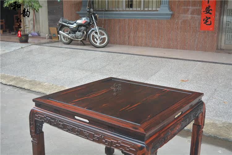 стол со стульями 红木家具老挝大红酸枝四方桌棋牌桌休闲桌交趾黄檀国色天香五件套 Other