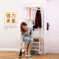 Simple foyer cabinet bedroom bag floor-standing clothes rack iron entrance coat rack shoe rack combination shoe changing stool 2607