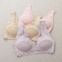  Sexy beauty back lace bra without steel rim underwear womens thin thin cup removable chest pad without steel bracket bra gathered