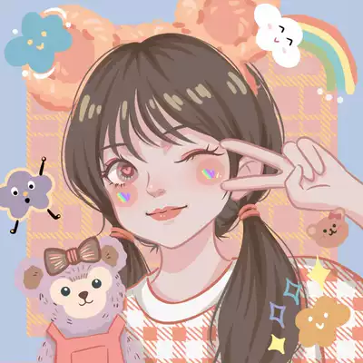 Star wind Q version hand-painted avatar design couple cartoon best friend wedding cute live photo comic customization