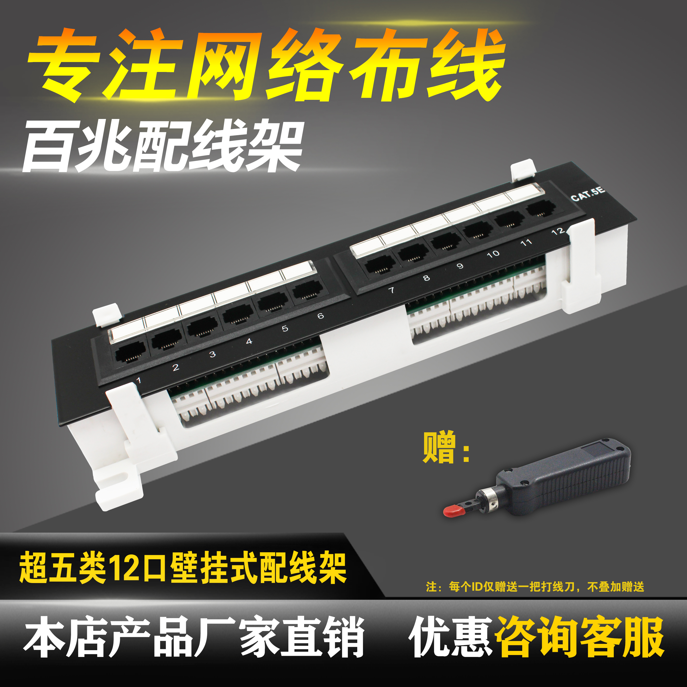 cat5 super five class 12 port network patch panel Multimedia information weak current box Wall mounted network cable six type patch panel
