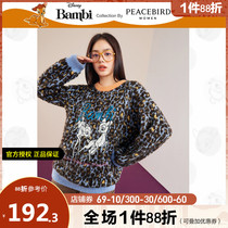  (Bambi joint brand)Taiping bird deer pattern spotted round neck sweater womens 2020 winter new loose sweater