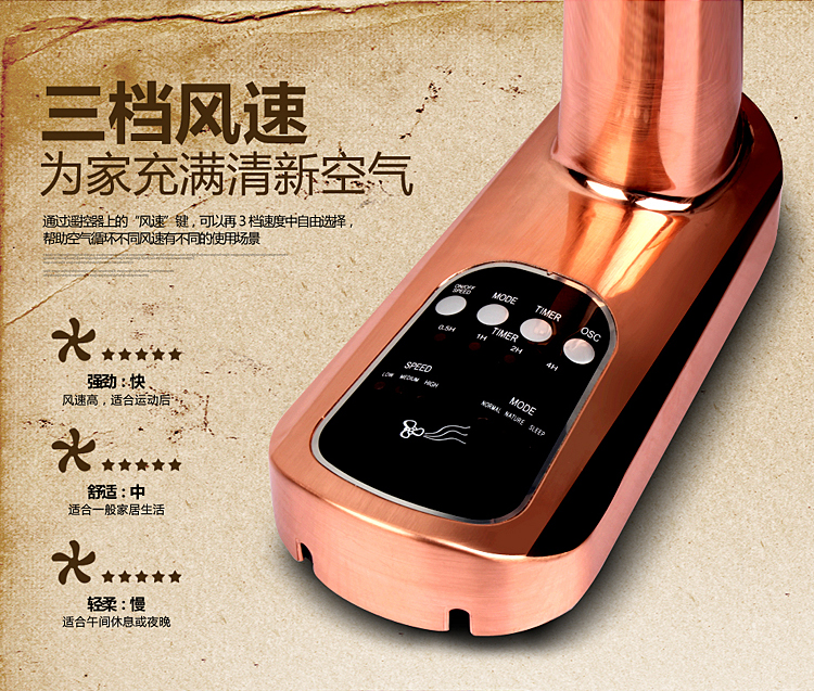 Quạt điều khiển từ xa quạt kim loại Quạt cổ quạt retro treo tường quạt đồng nguyên chất động cơ quạt xuất khẩu sang châu Âu và Mỹ - Quạt điện quạt điều hoà