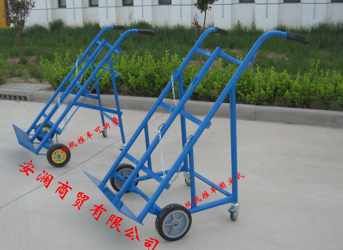 Cylinder trolley double bottle industrial oxygen acetylene bottle pusher frame silent folding car