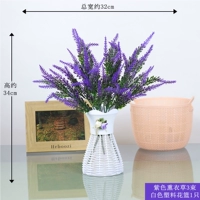 3 фиолетовая лаванда + белая цветочная корзина