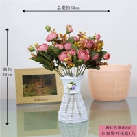 3 розовые осенние чай + белая корзина для цветов