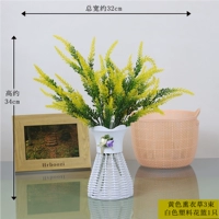 3 желтая лаванда + белая цветочная корзина