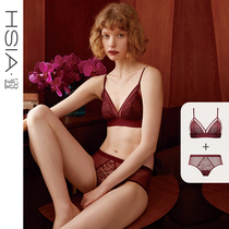 HSIA ya sexy underwear women without steel ring triangle cup not empty cup bra small chest thin red bra set