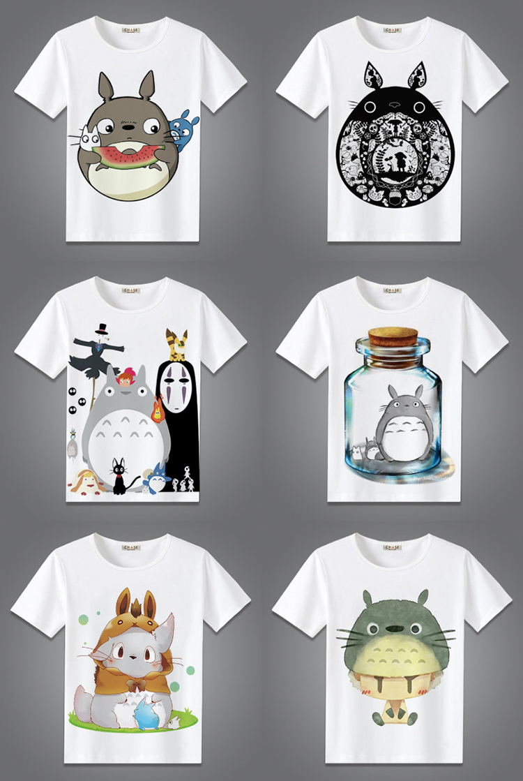 My Neighbor Totoro Hayao Miyazaki Anime Ngoại Vi T-Shirt Mùa Hè Ngắn Tay Áo Quần Áo Nam Giới và Phụ Nữ Những Người Yêu Thích Quần Áo Dễ Thương Cartoon T-Shirt những hình dán cute