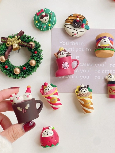 Мультяшный магнит на холодильник, трехмерный рождественский креативный декор, в 3d формате