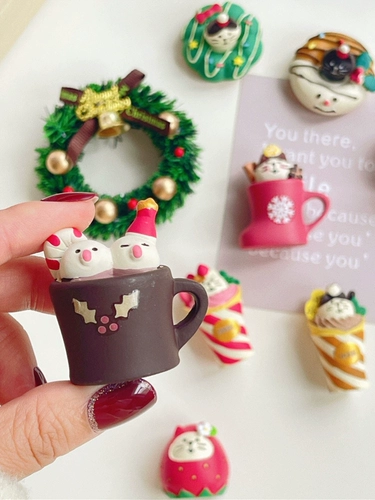 Мультяшный магнит на холодильник, трехмерный рождественский креативный декор, в 3d формате