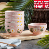 European underglaze color 5 5-inch ceramic bowl Creative hand-painted instant noodle bowl Simple rice bowl set of 6