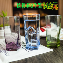 Daily special color glass simple water cup Flower fruit tea cup Household portable transparent cup Drink cup