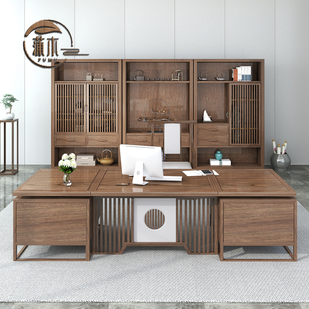 New Chinese Solid Wood Large Class Desk Desk Minimalist Modern Boss Table Presidents Table Portfolio Owner's Office Spot