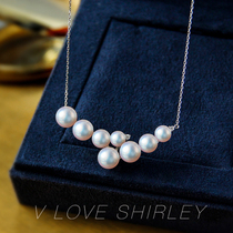 V word grapes exclusive design of the Japanese akoya sea water pearl necklace 18K platinum diamond collarbone chain