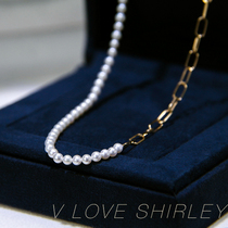 Beauty chocker Aurora boutique 5-5 5mm seawater pearl necklace 18K gold splicing collarbone chain