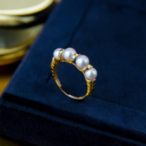 Japan Akoya Pearl Ring Small Pearl 18K Gold Seawater Pearl Ring to Ring Delicately M Family Special Cabinet Identical