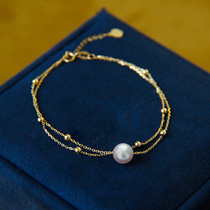 Japanese sea water akoya pearl bracelet 18k gold road pass single bracelet bracelet handmade double layer adjustable