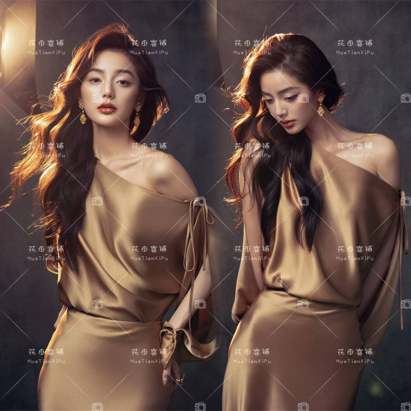 New Style Studio Portrait Photography Clothing, Fashionable, Elegant, Sophisticated, Mature Women's Magazine-Style Image Photography Dress