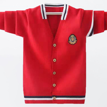 Boys knitted cardigan jacket 2022 spring and autumn new style in the big boys foreign style cotton sweater childrens boy sweater