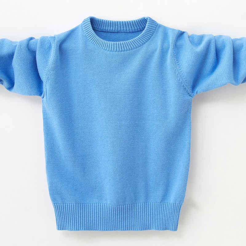 Boys' pullover thin sweater bottoming shirt 2022 new round neck pure cotton middle and large children's solid color spring and autumn knitted sweater
